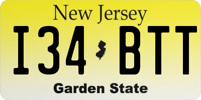 NJ license plate I34BTT