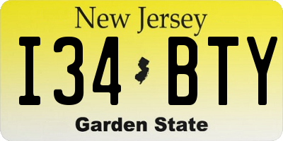 NJ license plate I34BTY