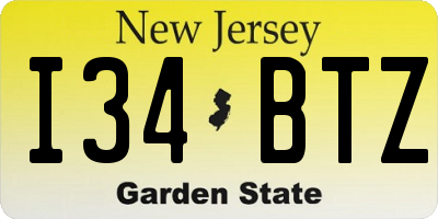 NJ license plate I34BTZ