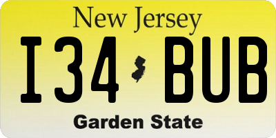 NJ license plate I34BUB