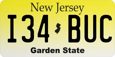 NJ license plate I34BUC