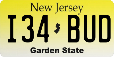 NJ license plate I34BUD