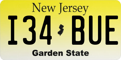 NJ license plate I34BUE