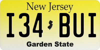 NJ license plate I34BUI