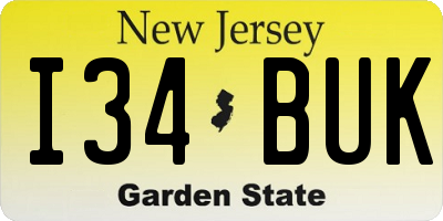 NJ license plate I34BUK
