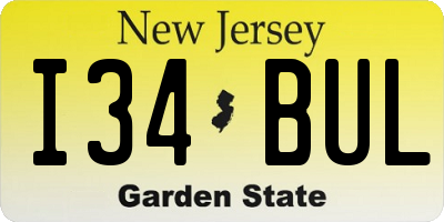 NJ license plate I34BUL