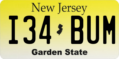 NJ license plate I34BUM