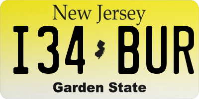 NJ license plate I34BUR