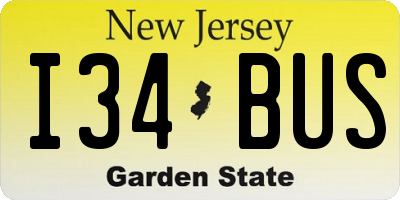 NJ license plate I34BUS