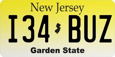 NJ license plate I34BUZ