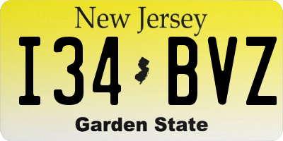 NJ license plate I34BVZ