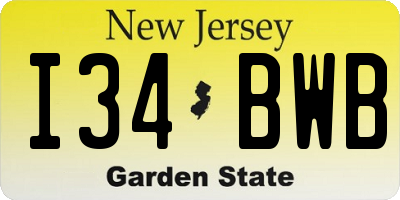 NJ license plate I34BWB