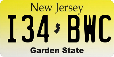 NJ license plate I34BWC