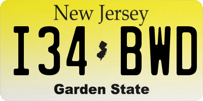 NJ license plate I34BWD