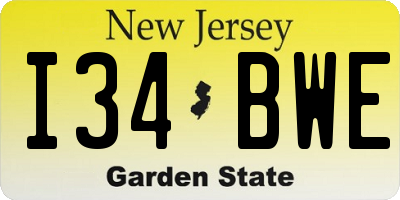 NJ license plate I34BWE