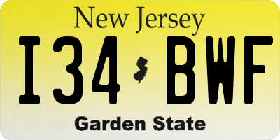 NJ license plate I34BWF
