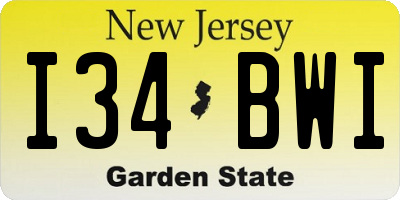 NJ license plate I34BWI