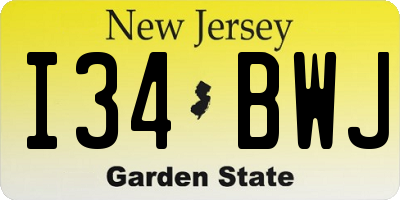 NJ license plate I34BWJ