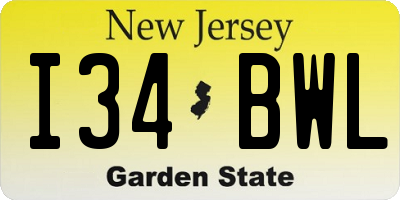 NJ license plate I34BWL
