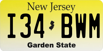 NJ license plate I34BWM