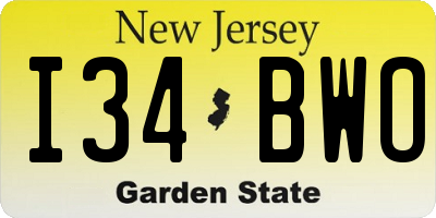 NJ license plate I34BWO