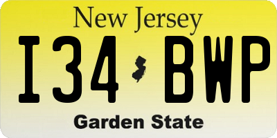 NJ license plate I34BWP
