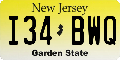 NJ license plate I34BWQ