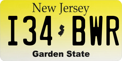 NJ license plate I34BWR