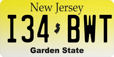 NJ license plate I34BWT