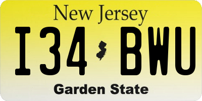 NJ license plate I34BWU