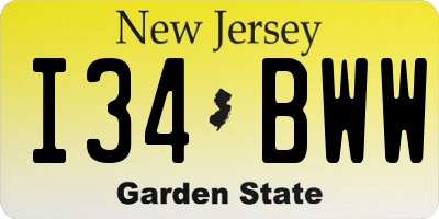 NJ license plate I34BWW