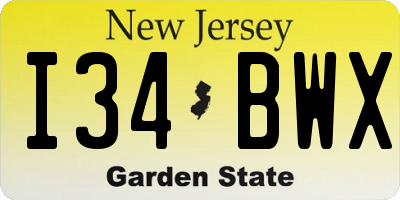 NJ license plate I34BWX