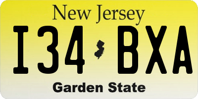 NJ license plate I34BXA