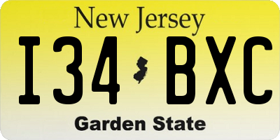 NJ license plate I34BXC