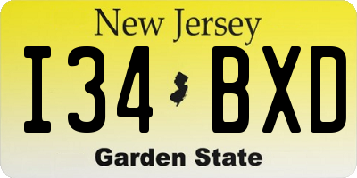 NJ license plate I34BXD