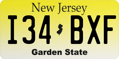 NJ license plate I34BXF