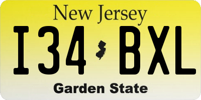 NJ license plate I34BXL
