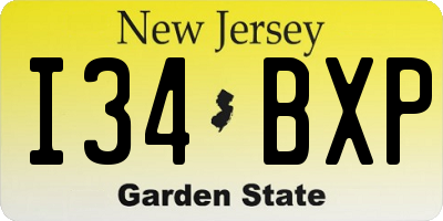 NJ license plate I34BXP
