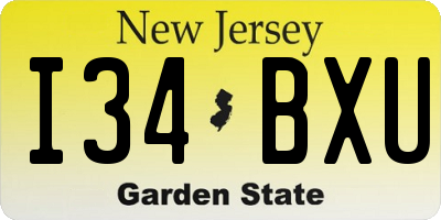 NJ license plate I34BXU