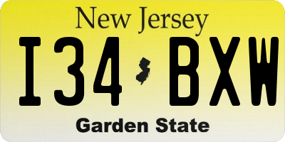 NJ license plate I34BXW