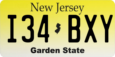 NJ license plate I34BXY