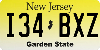 NJ license plate I34BXZ