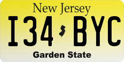 NJ license plate I34BYC