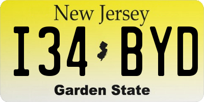 NJ license plate I34BYD