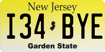 NJ license plate I34BYE