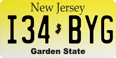 NJ license plate I34BYG