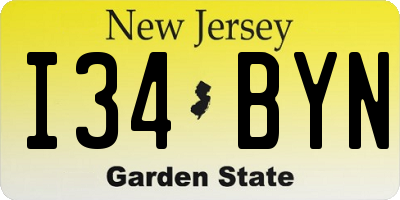 NJ license plate I34BYN
