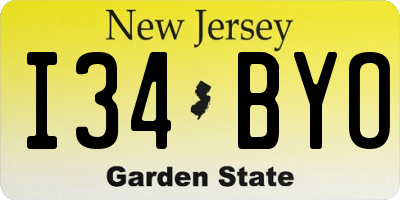 NJ license plate I34BYO