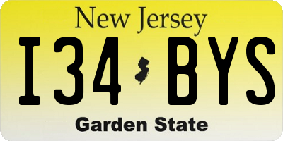 NJ license plate I34BYS