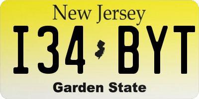 NJ license plate I34BYT